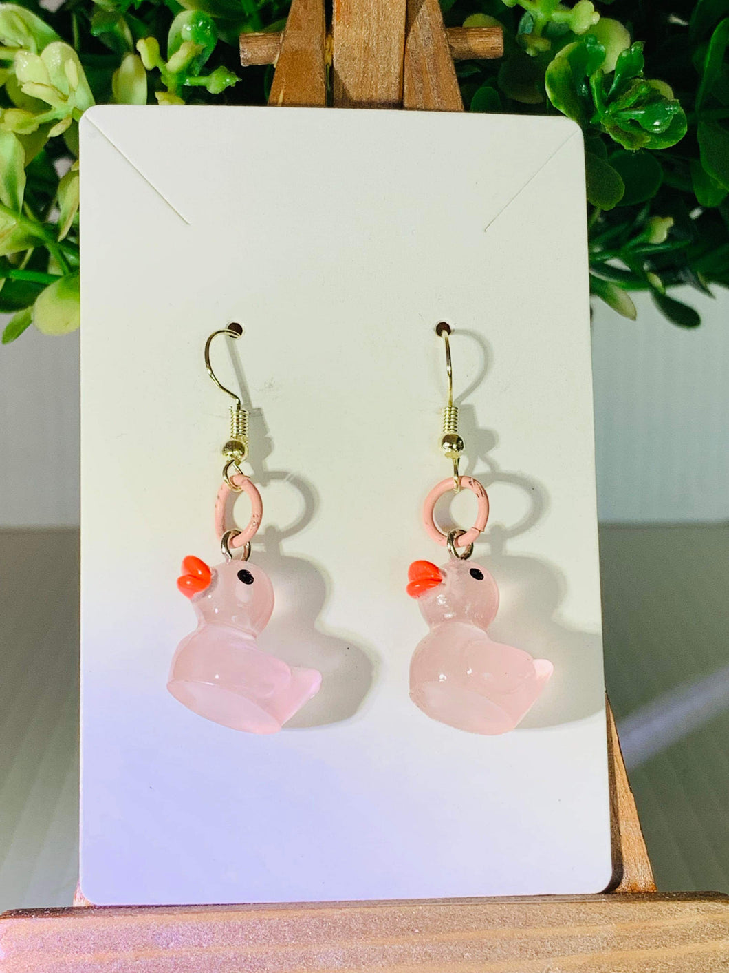 Light Pink Duck Earrings