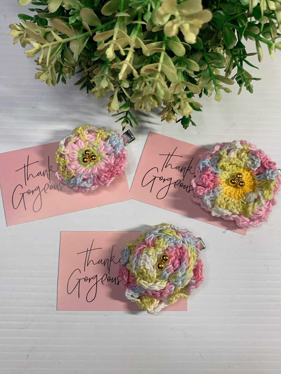 Crocheted Flower Hair Clips