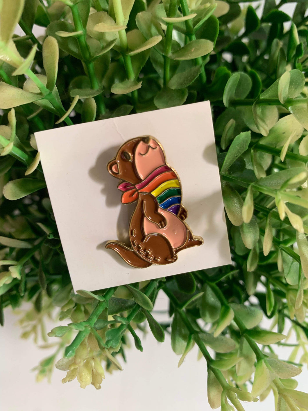 Rainbow Otter Brooch