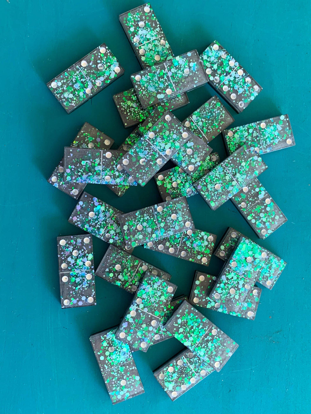 Green, Blue & Purple Glitter Dominos