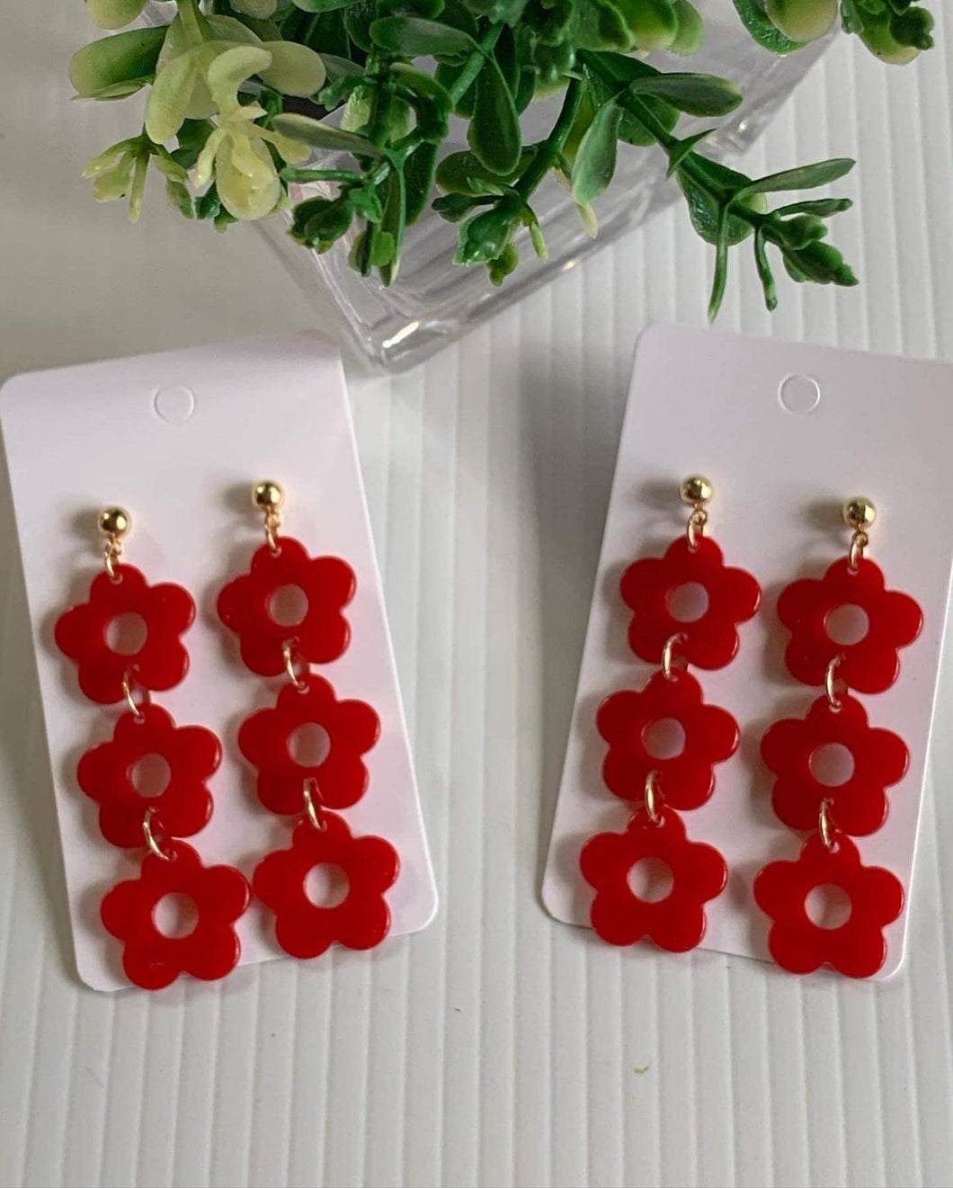 Red Flower Earrings