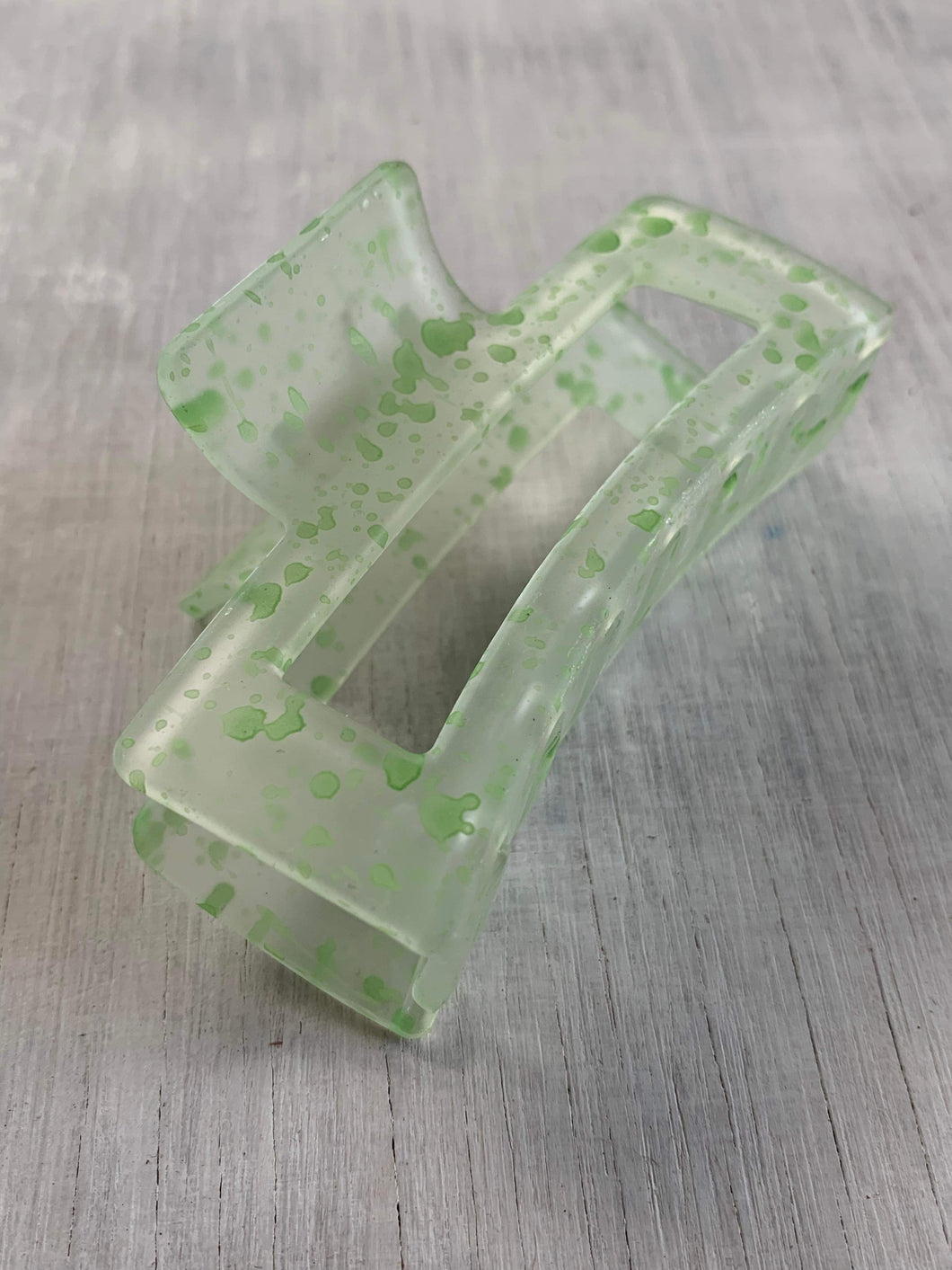 Green Spot Square Claw Clip