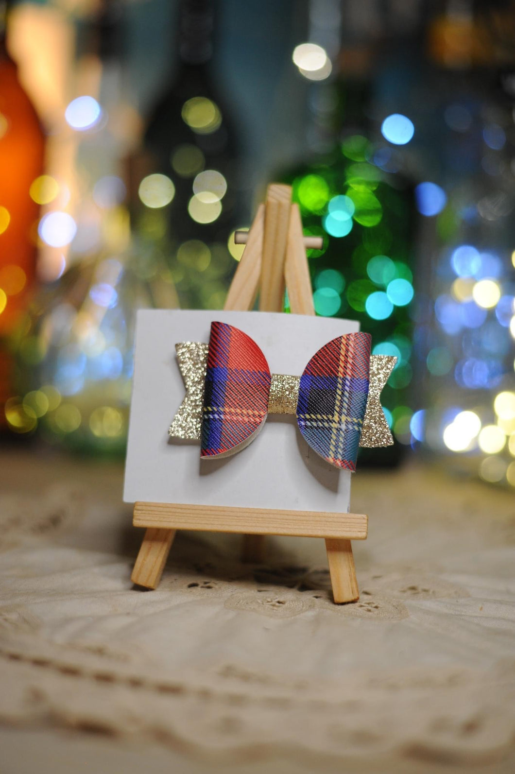 Red and Gold Gingham Bow