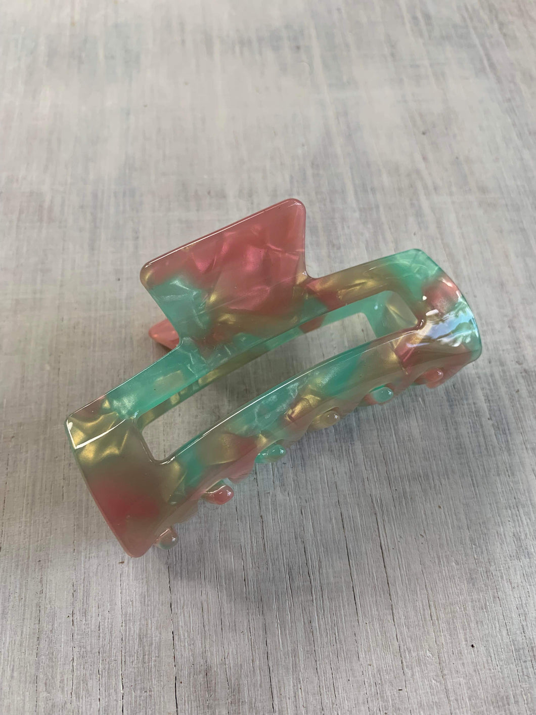 Rainbow Marble Claw Clip