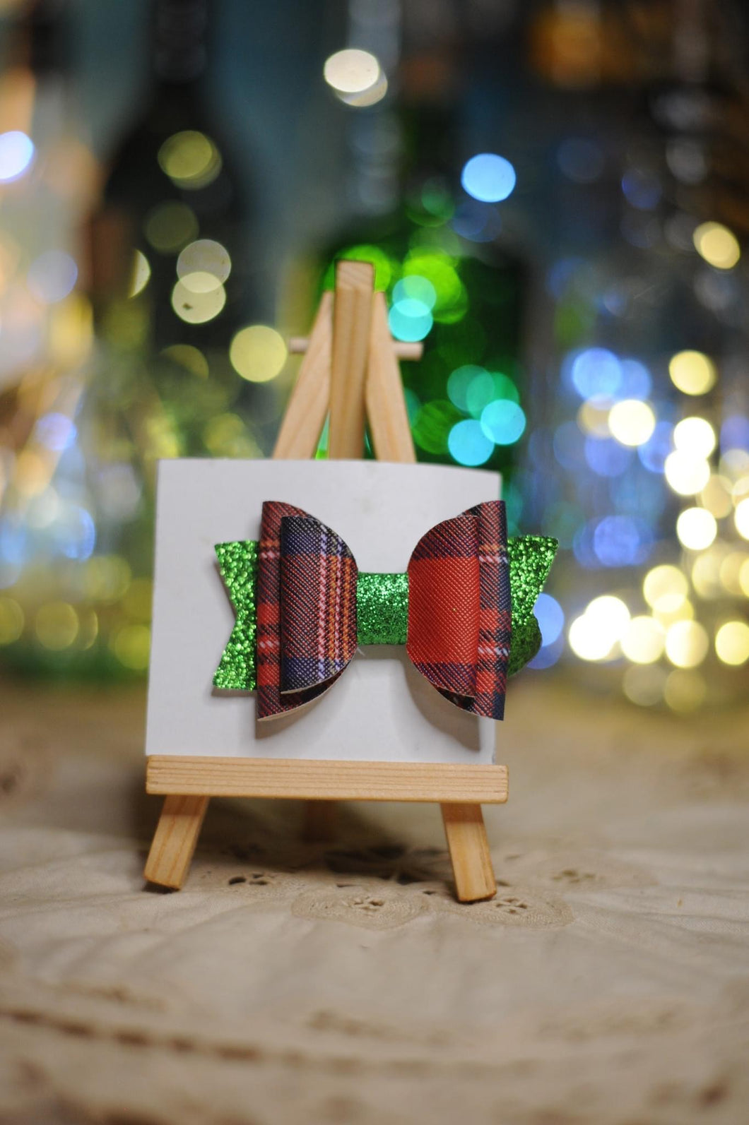 Red Double Layered Gingham Bow