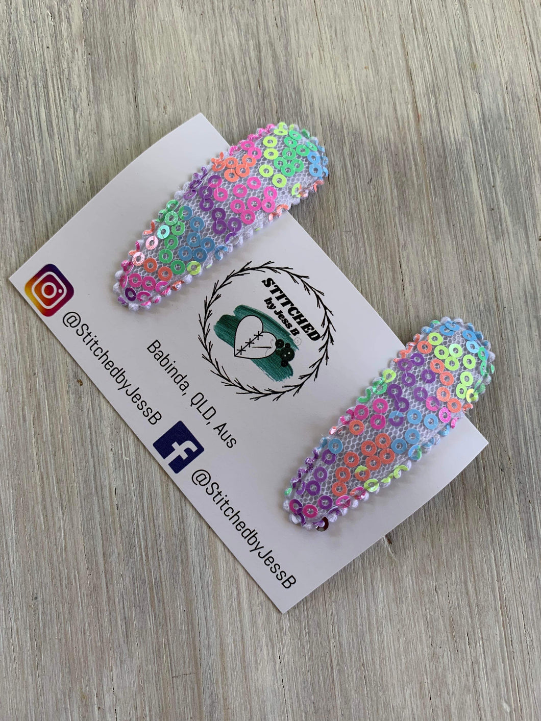 Rainbow Glitter Snap Clips