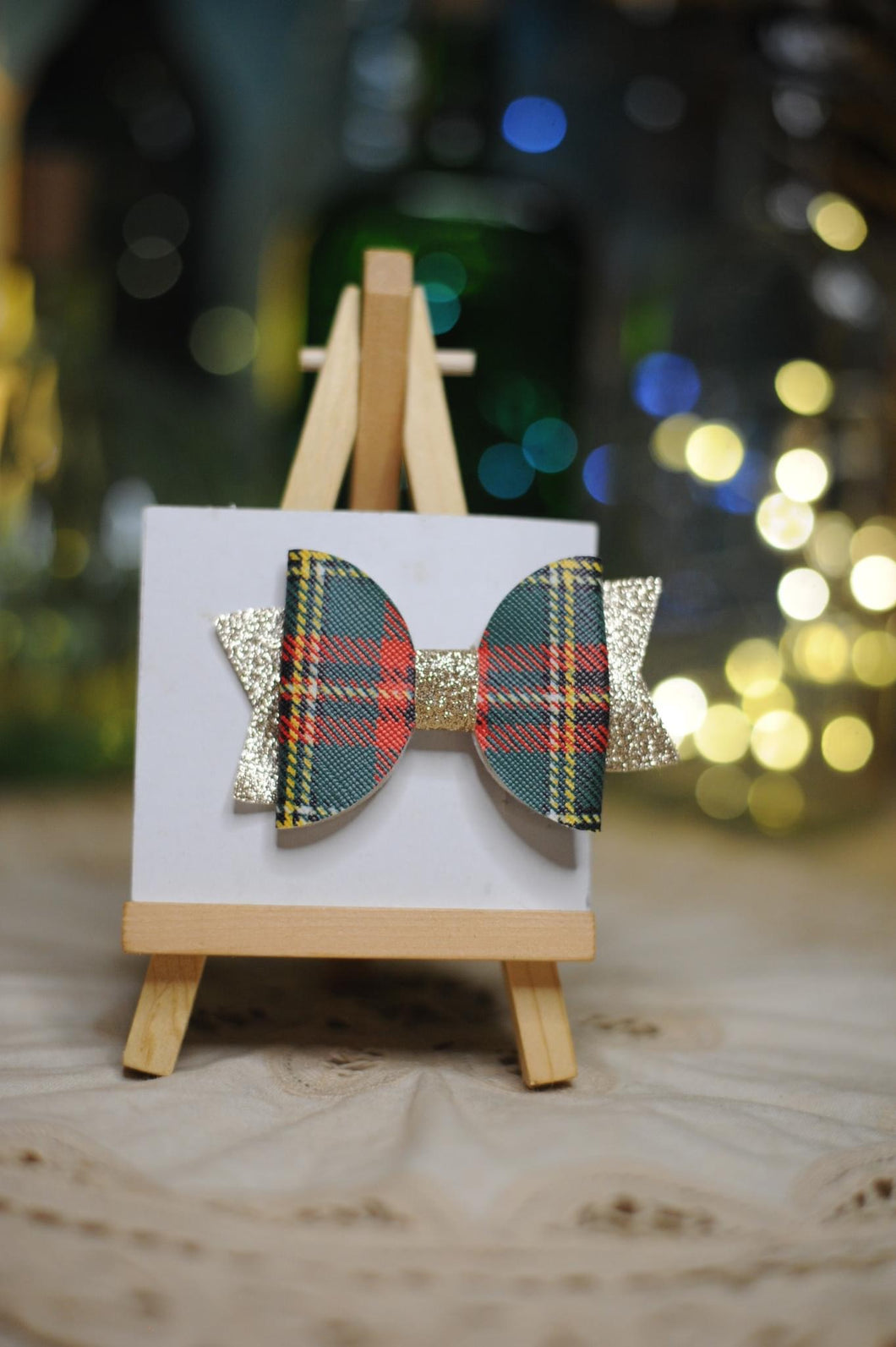 Green Gingham Christmas Bow